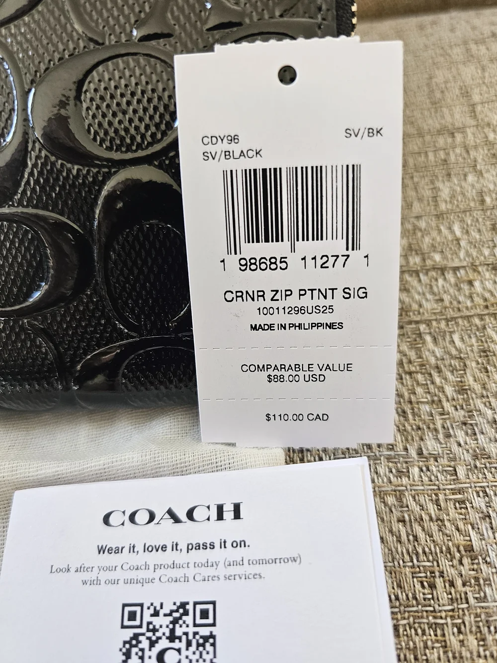 COACH Signature Black Embossed Leather& Silver Hardware w Duster NWT $110+